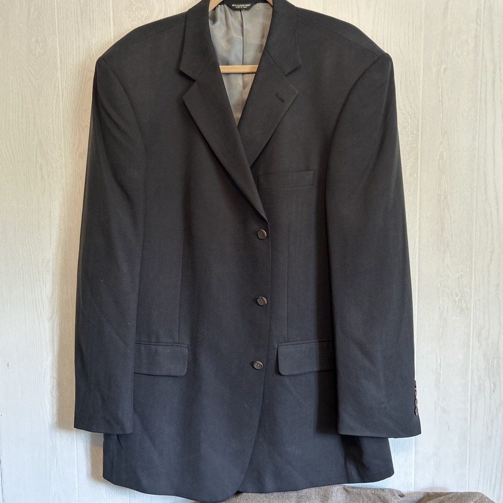 Pincus Brothers Maxwell 46L Black Dark‎ Charcoal Silk Suit Jackets